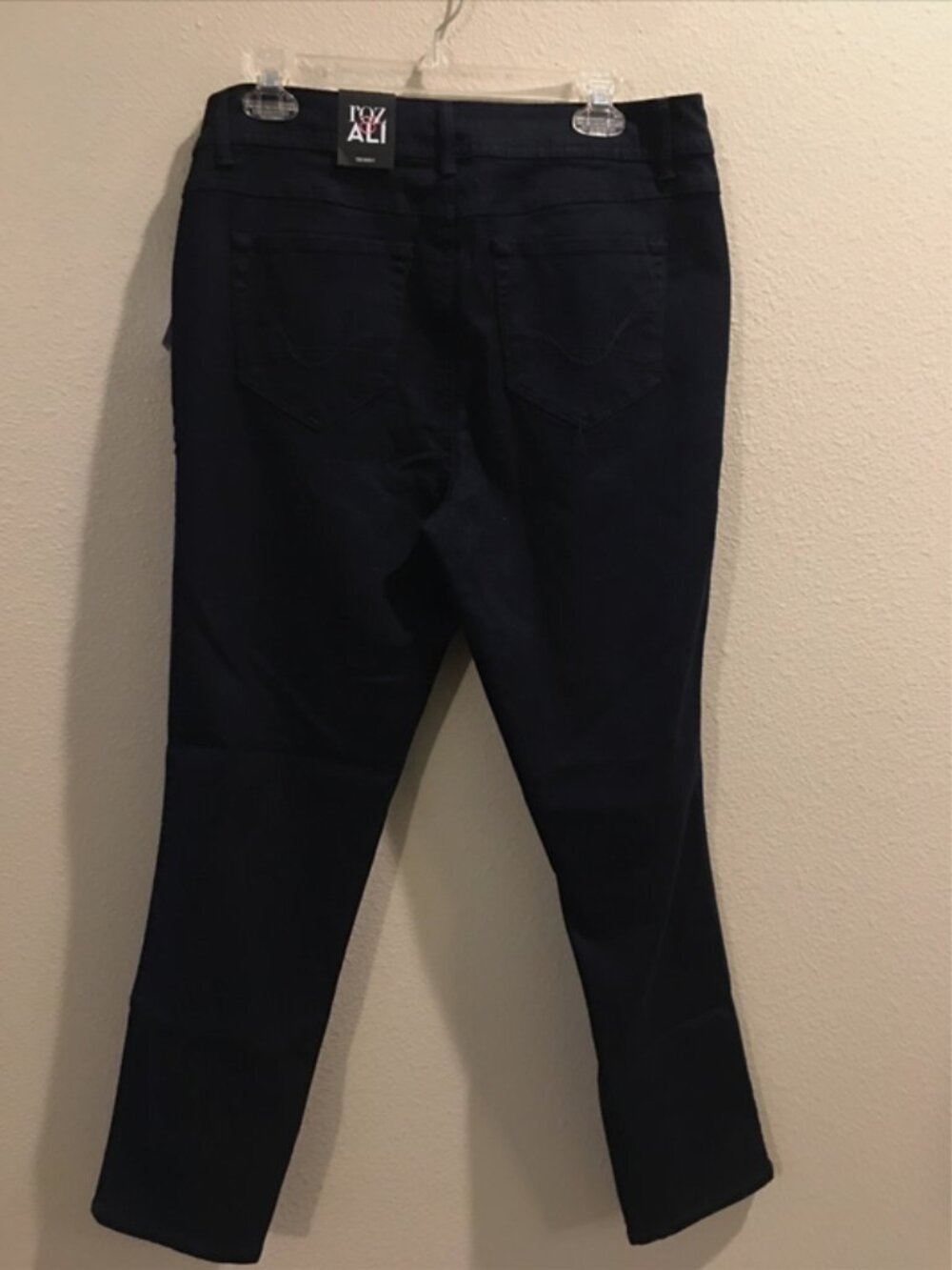 Straight Stretch Denim Pants Black  Skinny NWT Roz & Ali Womens Size16T W